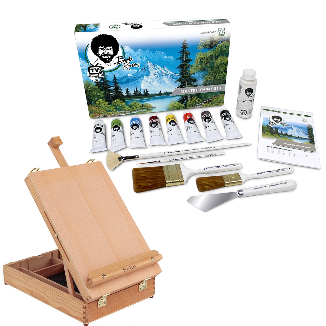 Master Artist Oil Paint Set Includes Wood Art Supply Carrying Case Sketchbox w/ Easel